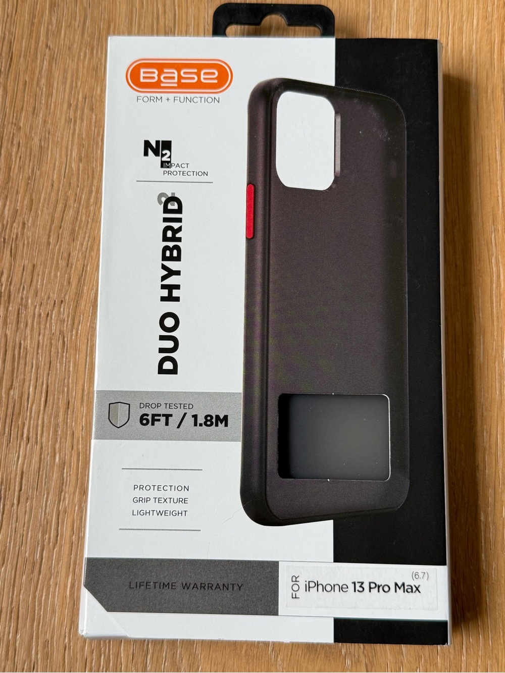 New Base Duo Hybrid iPhone 13 Pro Max Case 6.7” Black with Red Accent